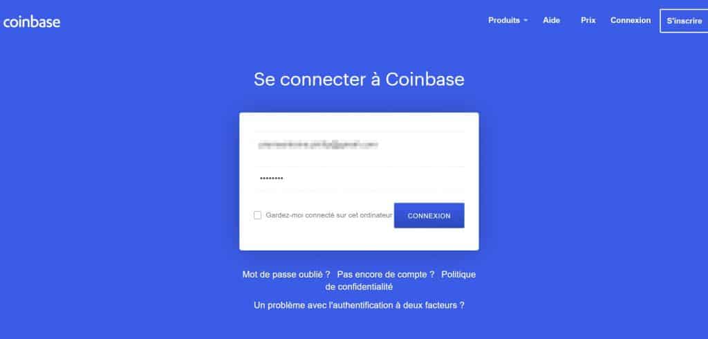 Connexion Coinbase