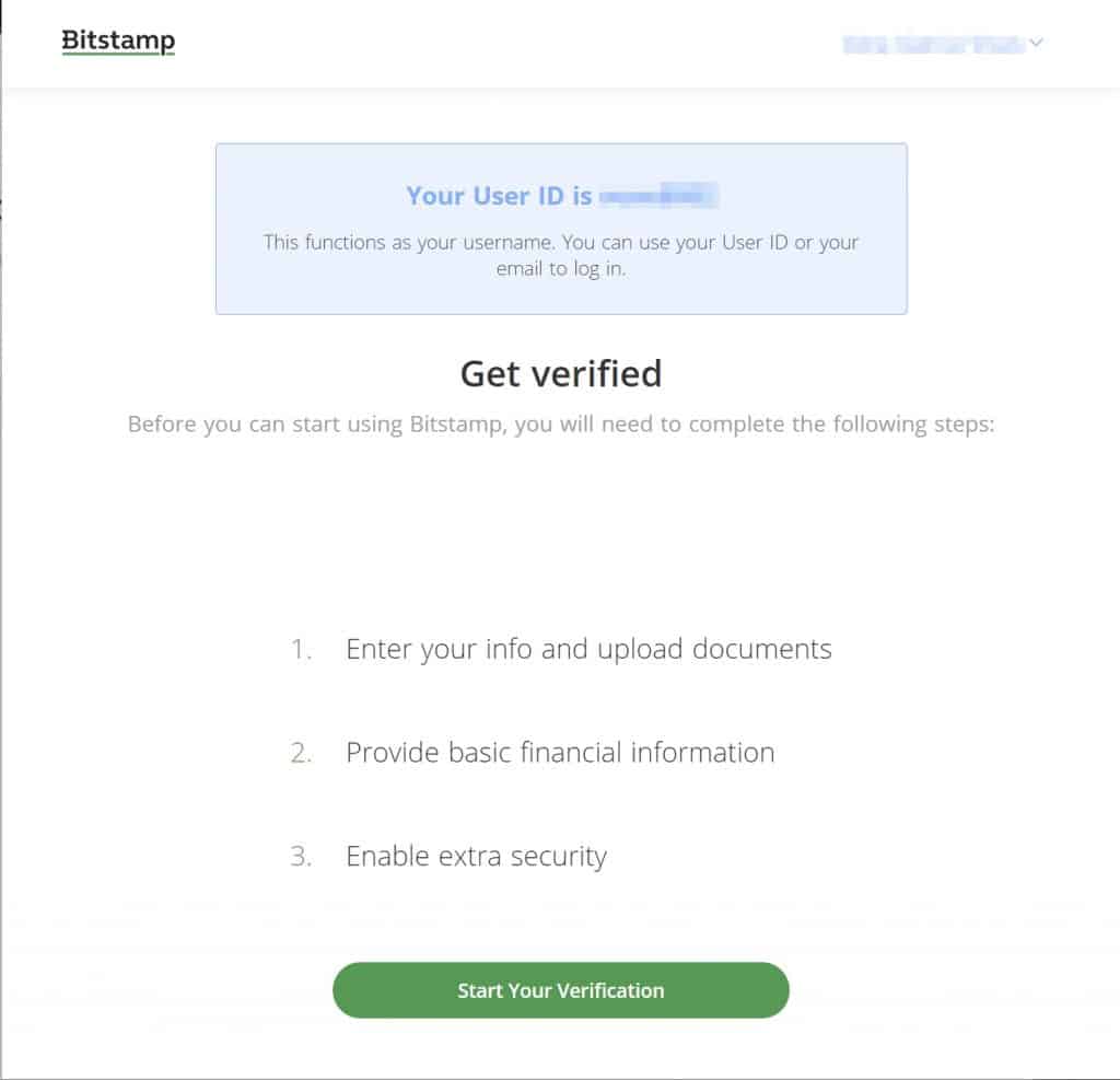 Debut verification Bitstamp
