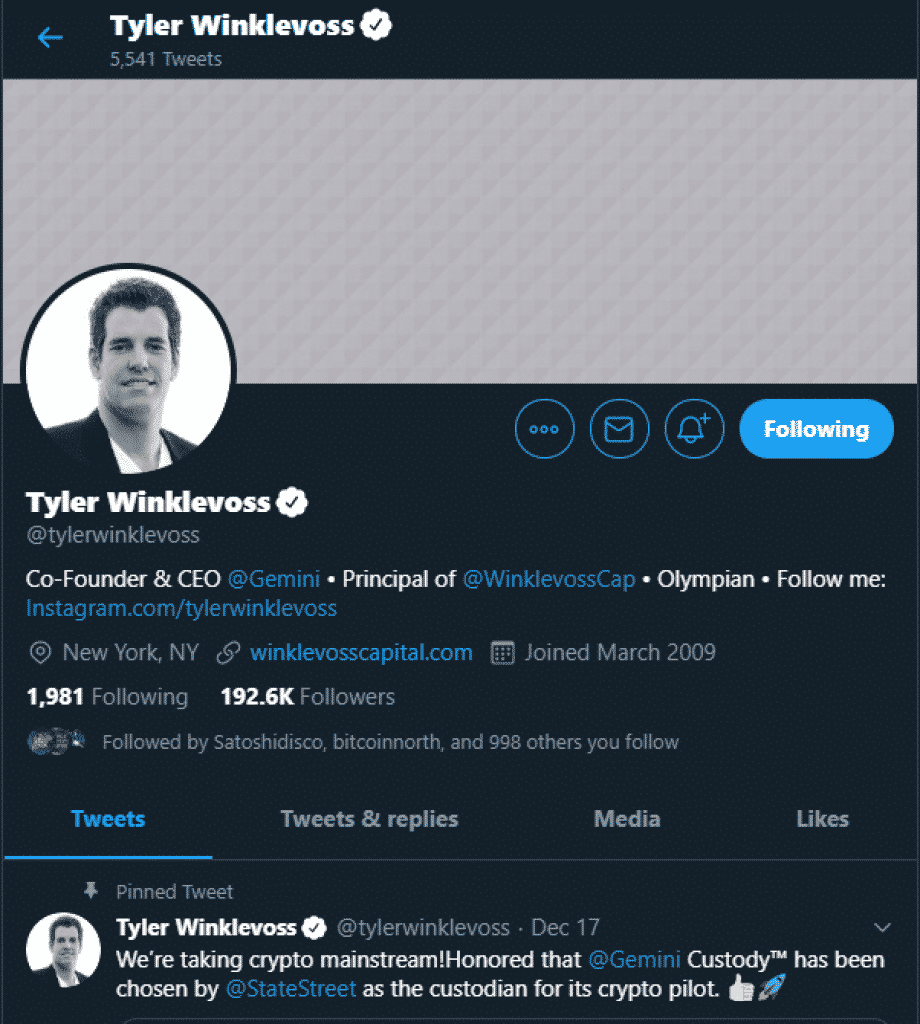 Tyler Winklevoss Twitter