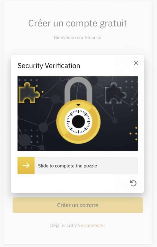 Verification securite Binance